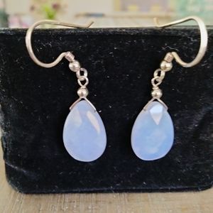 Blue chalcedony sterling silver earrings